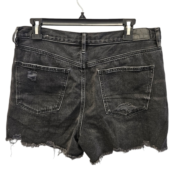 American Eagle Black Distressed Cutoff Denim High Rise Shorts Womens - Picture 2 of 6